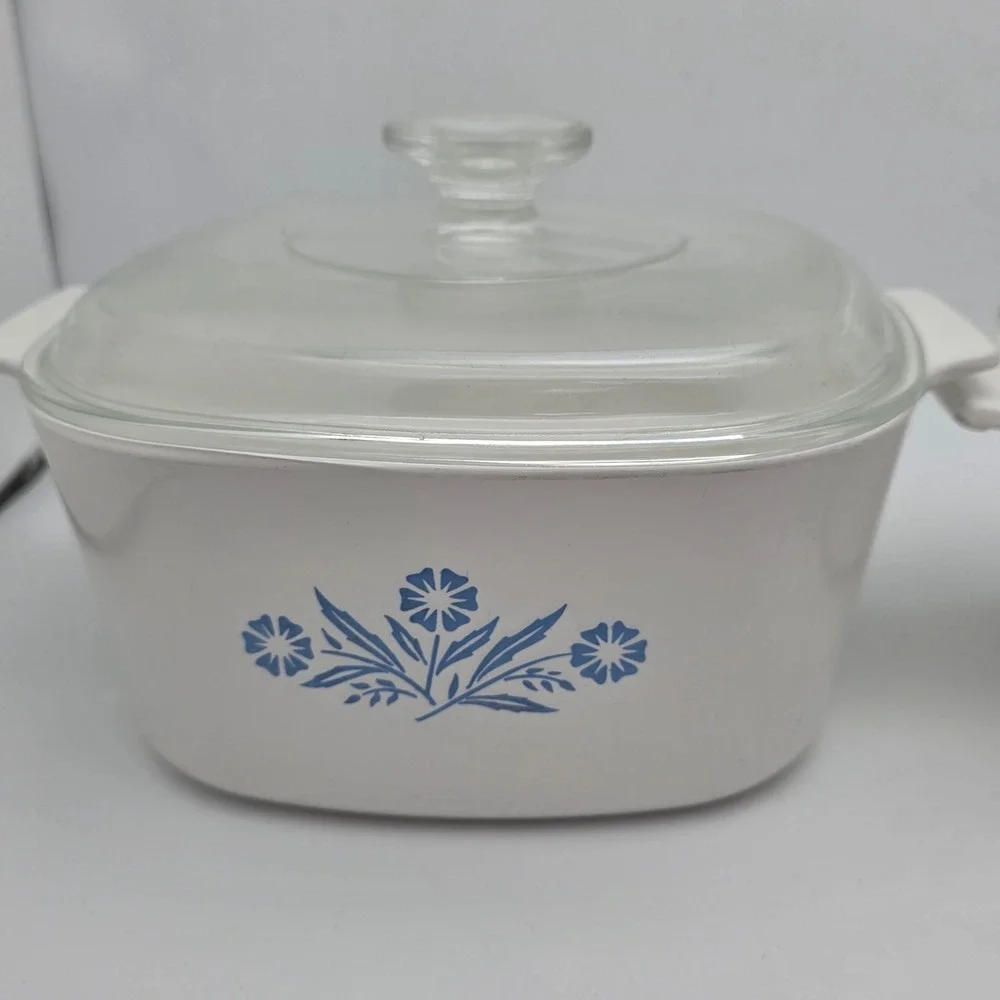 CorningWare Casserole‎ Dish Set Blue Cornflower 3qt 1.75qt Pyroceram Vintage USA